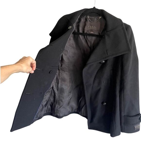 Aritzia Babaton Howell Wool Cashmere Double Breasted Winter Jacket Coat Black XS - Picture 3 of 7